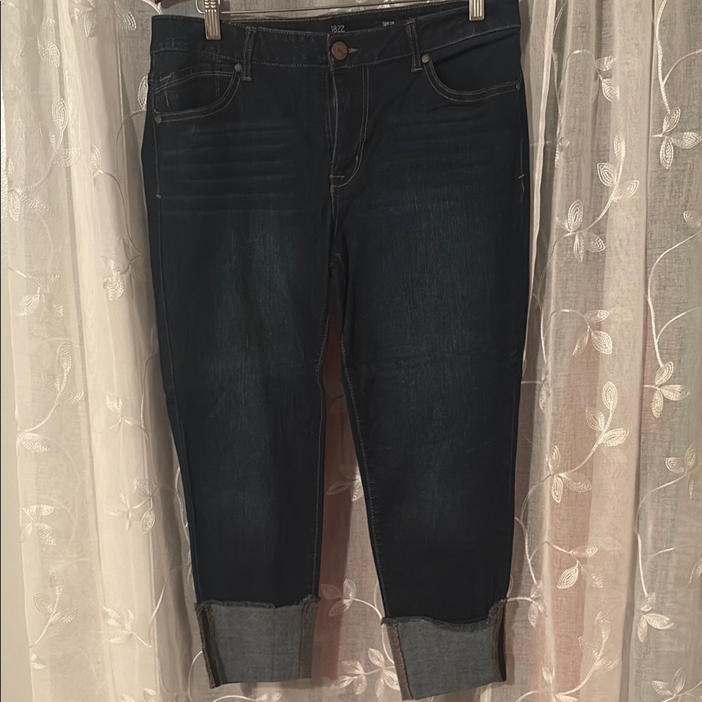 1822 Denim Blue Ankle Cropped Jeans